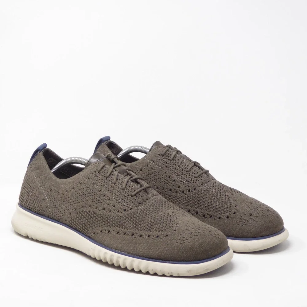 Cole Haan Mens 2.ZERØGRAND Stitchlite Wingtip Oxford Shoes Dark Taupe Size 11